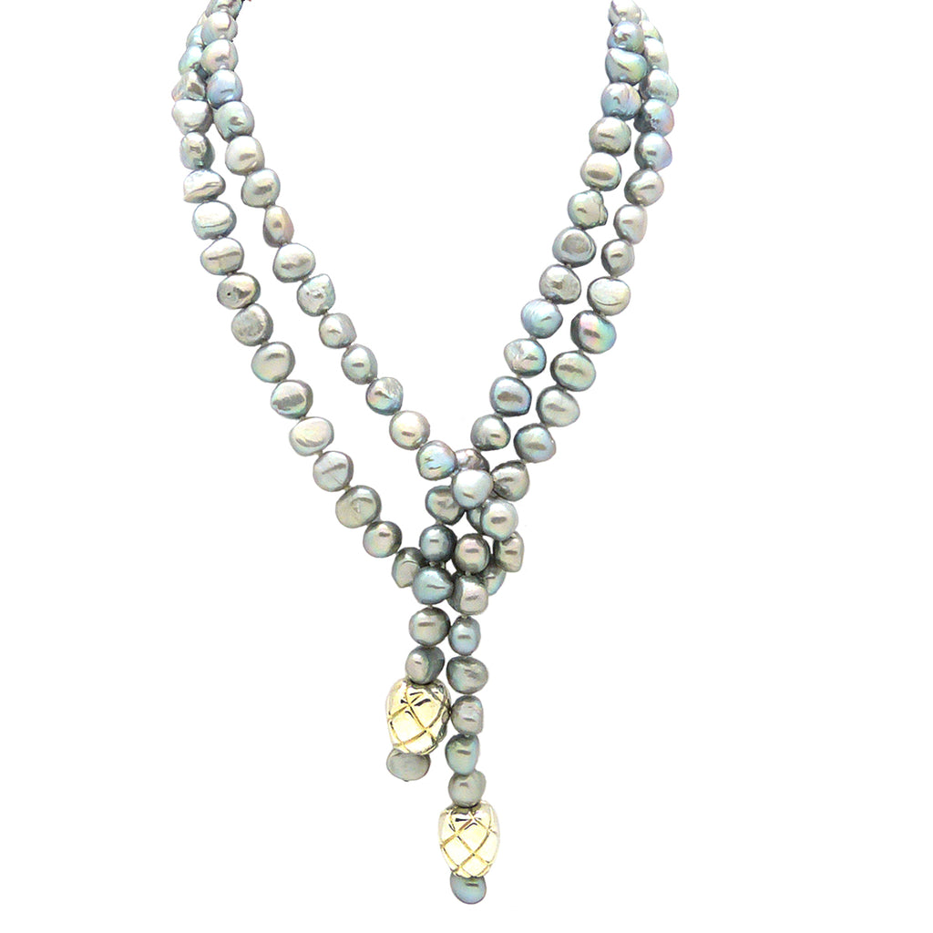 Simon Sebbag Sterling Silver Beads Gray Pearl  Necklace Lariat SS NB771GP - ILoveThatGift
