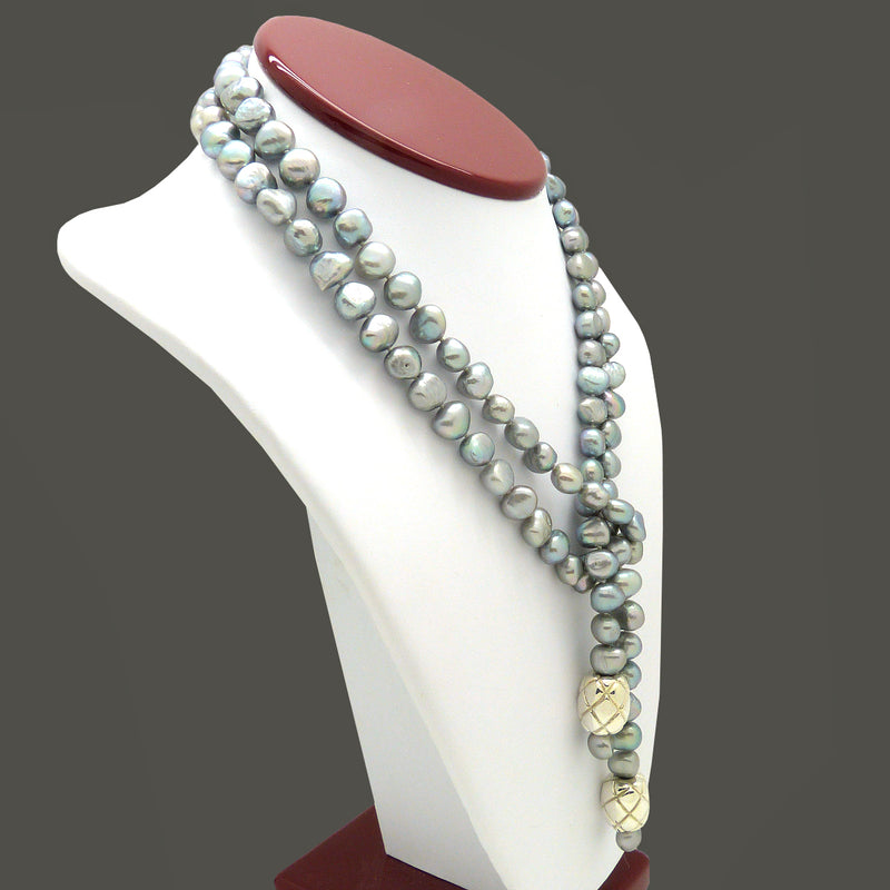 Simon Sebbag Sterling Silver Beads Gray Pearl  Necklace Lariat SS NB771GP - ILoveThatGift