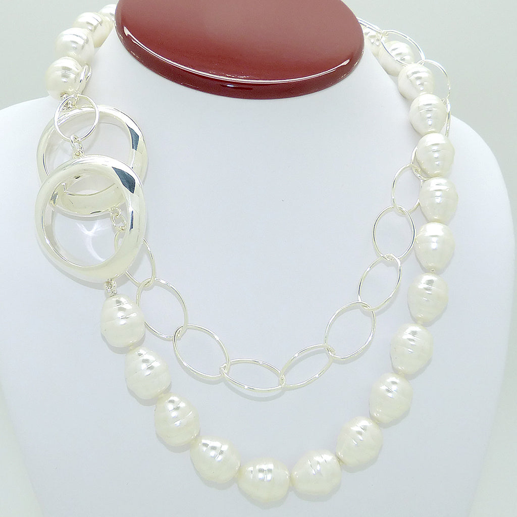 Simon Sebbag Long Small Shell Pearl Chain Necklace Sterling Silver 925 Round Oval NB826SSPCH - ILoveThatGift