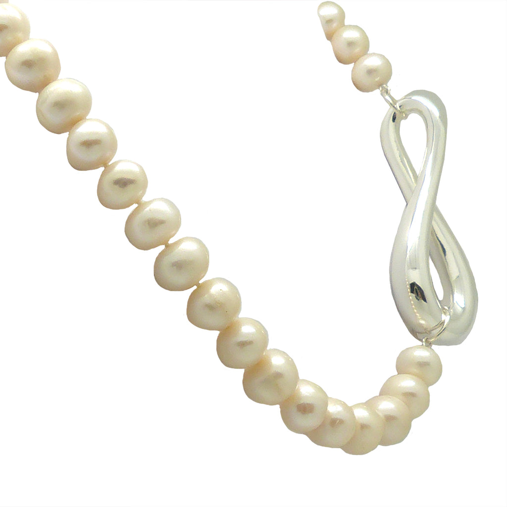 Simon Sebbag Sterling Silver Twist Swirl with Pearl Bead Necklace 18.5 inches NB929PP - ILoveThatGift