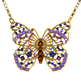 Anne Koplik Large Openwork Purple Butterfly Necklace Swarovski Crystal NK4058PUR