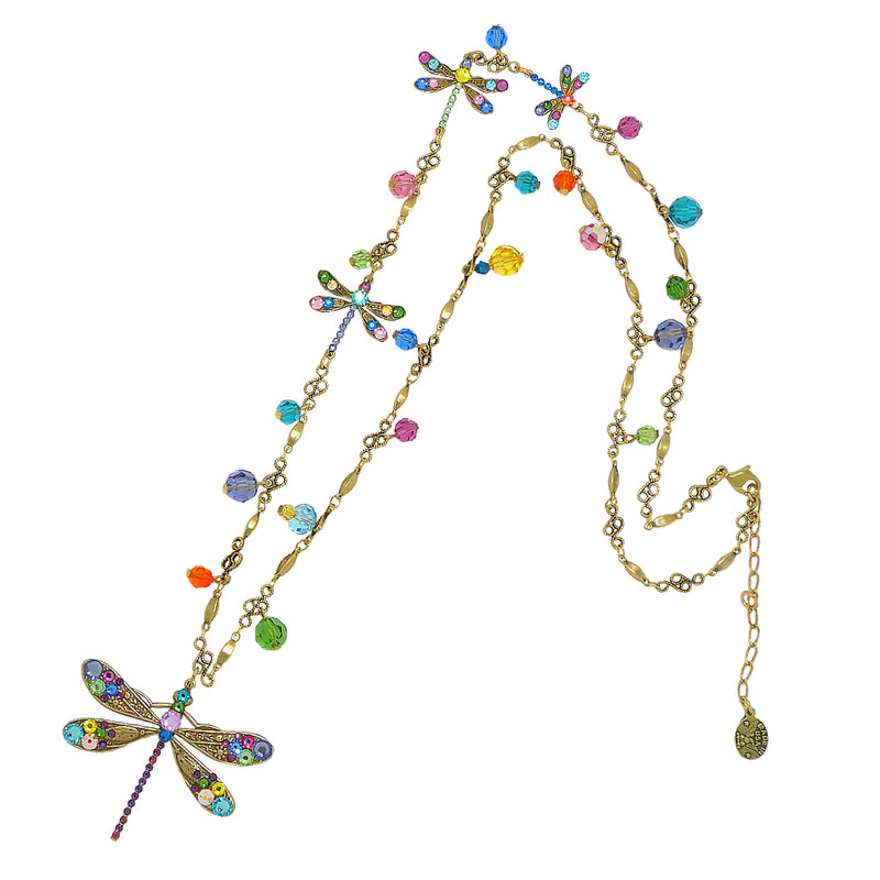 Anne Koplik Elina Long Dragonfly Necklace with Swarovski Crystals NK4673MUL - ILoveThatGift