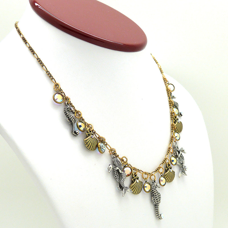 Anne Koplik Sea Creature Party Crystal Necklace NK4720CAB Silver Gold Seahorse Mermaid Shells - ILoveThatGift