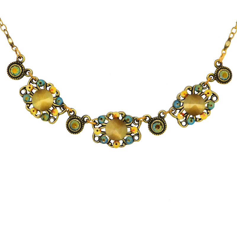 Anne Koplik Faceted Cats Eye Cabochon Necklace NK4742LBR - ILoveThatGift