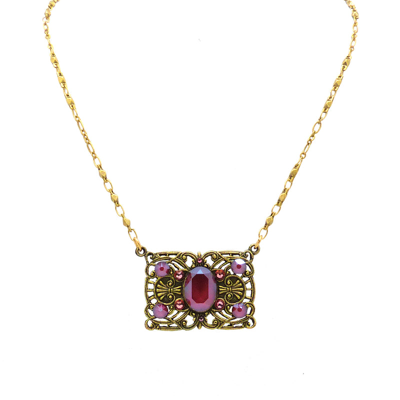 Anne Koplik Antique Pink Red Stoned Flying Carpet Necklace NK4747DRD - ILoveThatGift