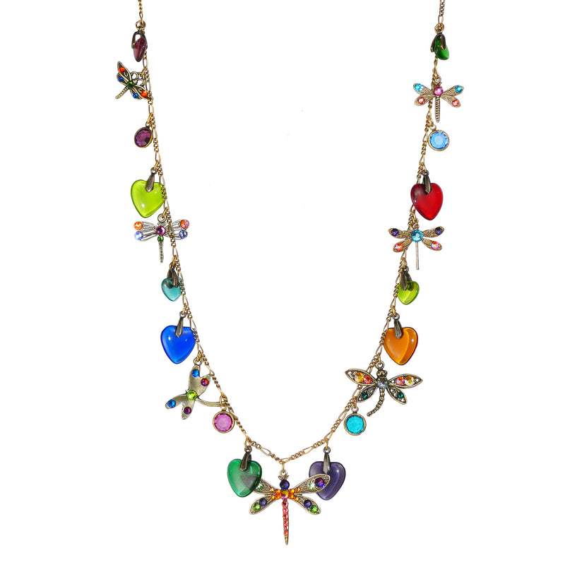 Anne Koplik Heart & Dragonfly Necklace with Swarovski Crystals NK4762MUL - ILoveThatGift