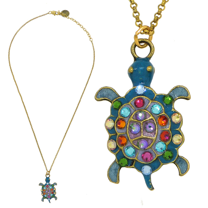 Anne Koplik Turtle Pendant Necklace Swarovski Crystal Necklace Sea Life NKG101 - ILoveThatGift