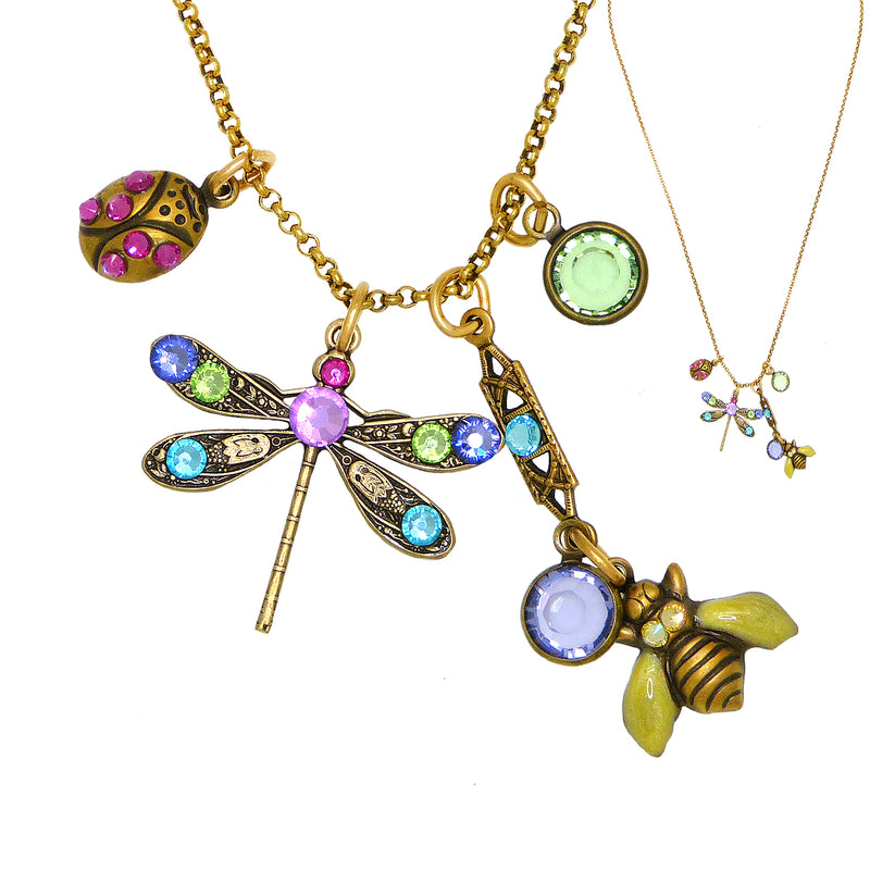 Anne Koplik Dragonfly Bumble Bee Ladybug Jumble Pendant Necklace Swarovski Crystals NKJ100LUM - ILoveThatGift