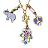 Anne Koplik Luck Hamsa Elephant Peace Heart Charm Pendant Necklace Swarovski Crystals NKJ115LUCK