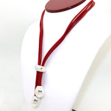 Simon Sebbag Short Poppy Red Leather Y Necklace Lariat Sterling Silver 925 Drops NL108POP - ILoveThatGift