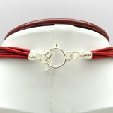 Simon Sebbag Short Poppy Red Leather Y Necklace Lariat Sterling Silver 925 Drops NL108POP - ILoveThatGift