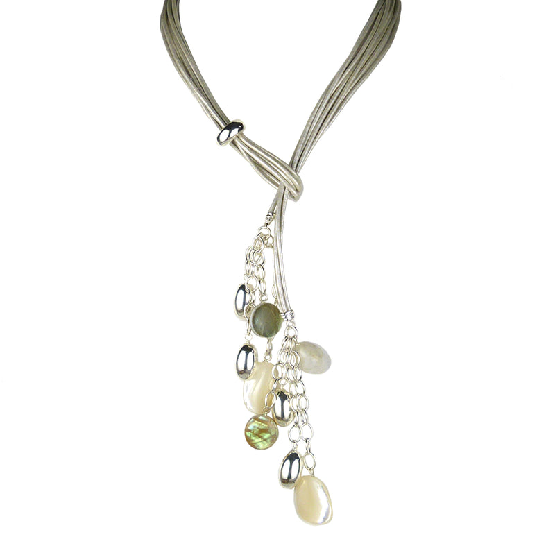 Simon Sebbag Leather Lasso Pearl Necklace  Sterling Silver Drops NL124WSM - ILoveThatGift