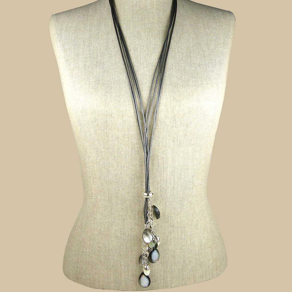 Simon Sebbag Leather Lasso Gunmetal Pearl Necklace  Sterling Silver Drops NL124GM - ILoveThatGift