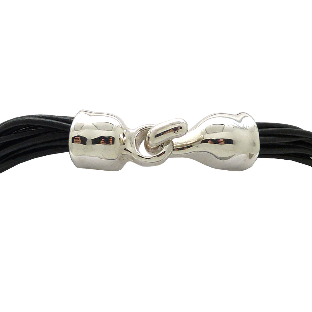 Simon Sebbag Black Leather Necklace Sterling Silver 925 Open Pendant NL147BLK - ILoveThatGift