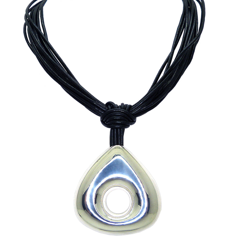 Simon Sebbag Black Leather Necklace Sterling Silver 925 Open Pendant NL147BLK - ILoveThatGift