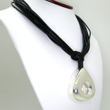 Simon Sebbag Black Leather Necklace Sterling Silver 925 Open Pendant NL147BLK - ILoveThatGift
