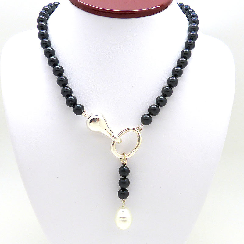 Simon Sebbag Sterling Silver Hook Round Black Bead Baroque Pearl Necklace NP27BLKBSP - ILoveThatGift