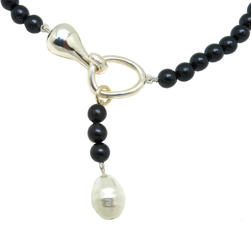Simon Sebbag Sterling Silver Hook Round Black Bead Baroque Pearl Necklace NP27BLKBSP - ILoveThatGift