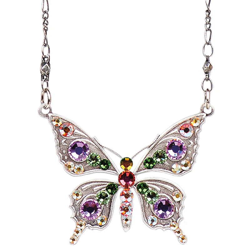 Anne Koplik Silver Ornate Pastel Butterfly Pendant with Swarovski Crystal NS3030PAS - ILoveThatGift