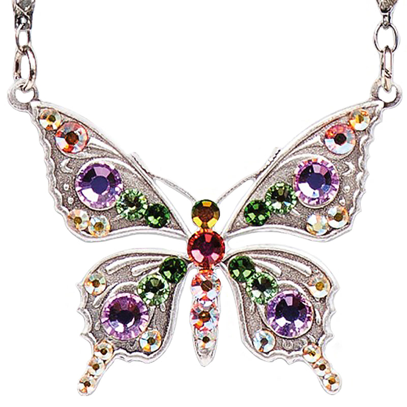 Anne Koplik Silver Ornate Pastel Butterfly Pendant with Swarovski Crystal NS3030PAS - ILoveThatGift