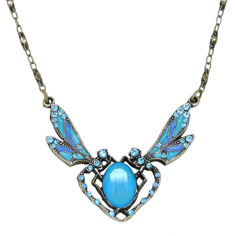Anne Koplik Dragonfly Necklace Silver Plated Pendant Turquoise Swarovski Crystals NS3033LTU - ILoveThatGift