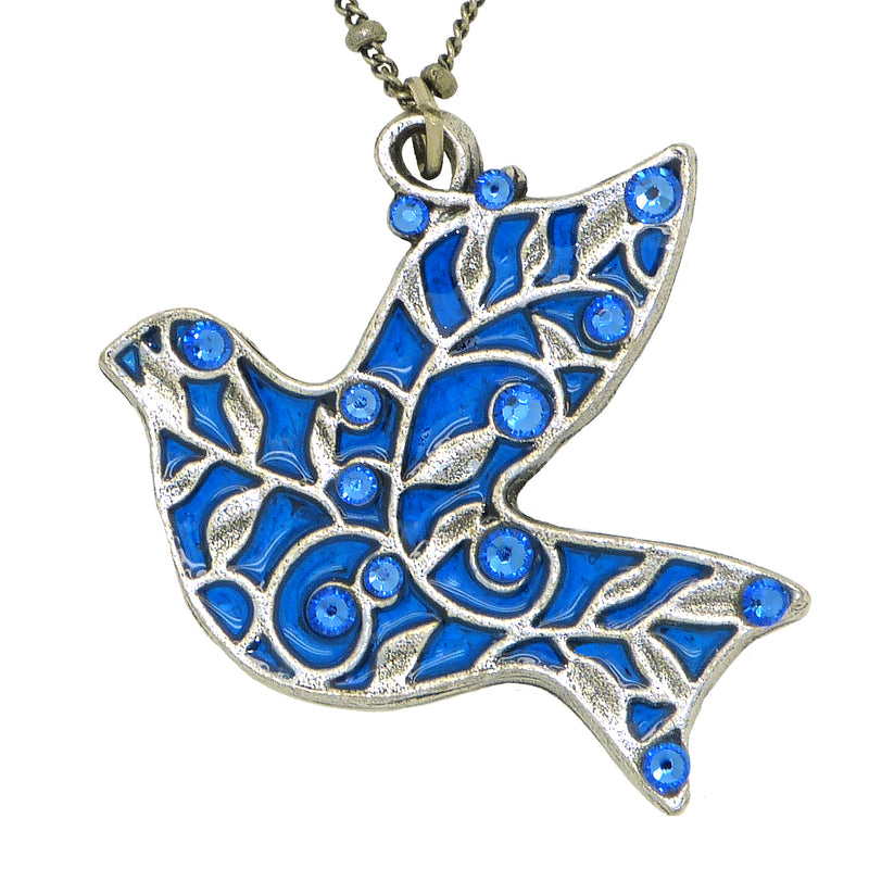 Anne Koplik Blue Bird Vines Pendant Swarovski Crystal Necklace NS3173BLU - ILoveThatGift