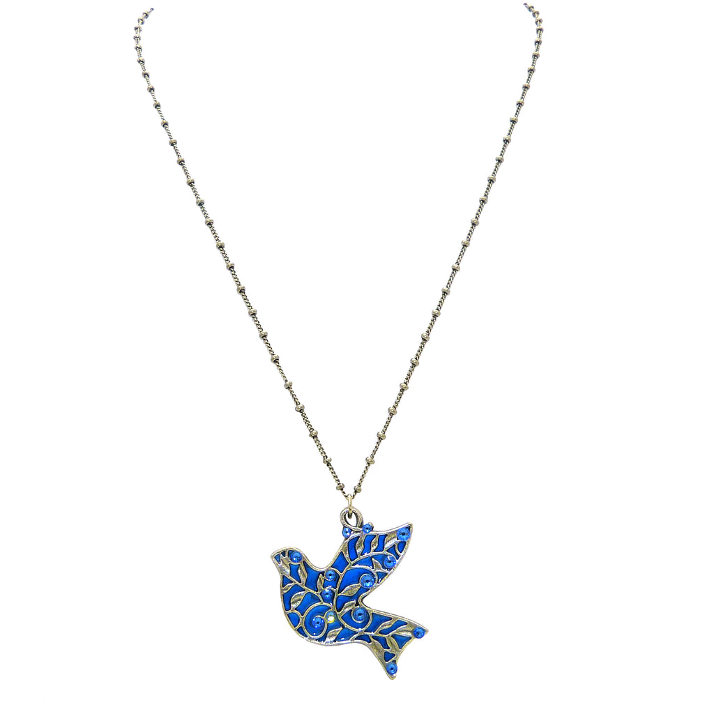 Anne Koplik Blue Bird Vines Pendant Swarovski Crystal Necklace NS3173BLU - ILoveThatGift