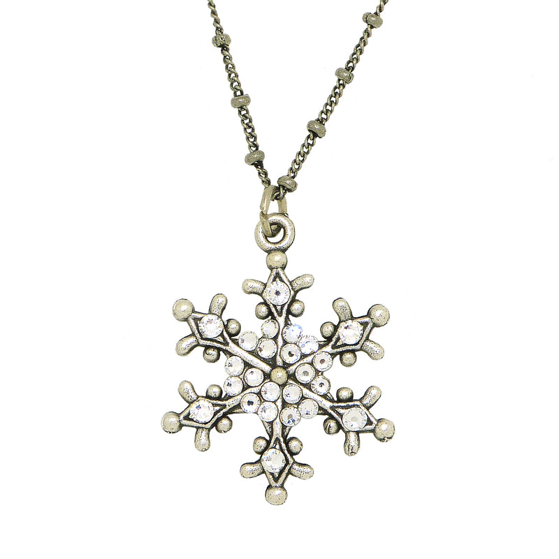Anne Koplik Snowflake Pendant Necklace Silver Plated with Swarovski Crystals NSG417CRY - ILoveThatGift