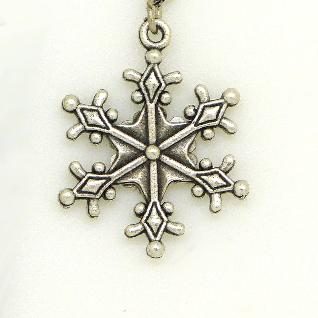Anne Koplik Snowflake Pendant Necklace Silver Plated with Swarovski Crystals NSG417CRY - ILoveThatGift