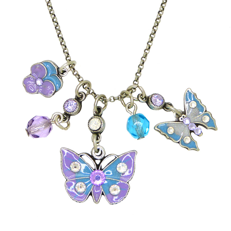 Anne Koplik Butterfly Pansy Pink Purple Charm Pendant Necklace Swarovski Crystals NSJ203VIO - ILoveThatGift
