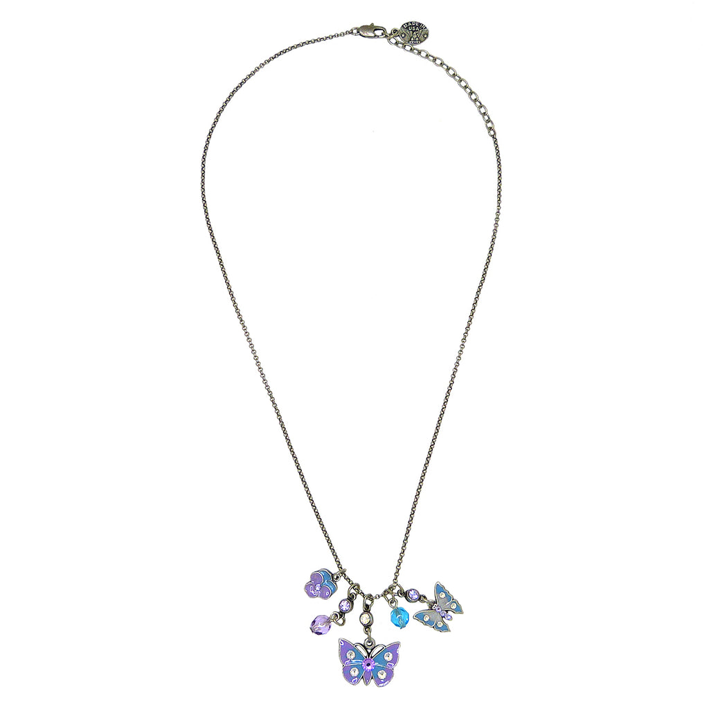 Anne Koplik Butterfly Pansy Pink Purple Charm Pendant Necklace Swarovski Crystals NSJ203VIO - ILoveThatGift