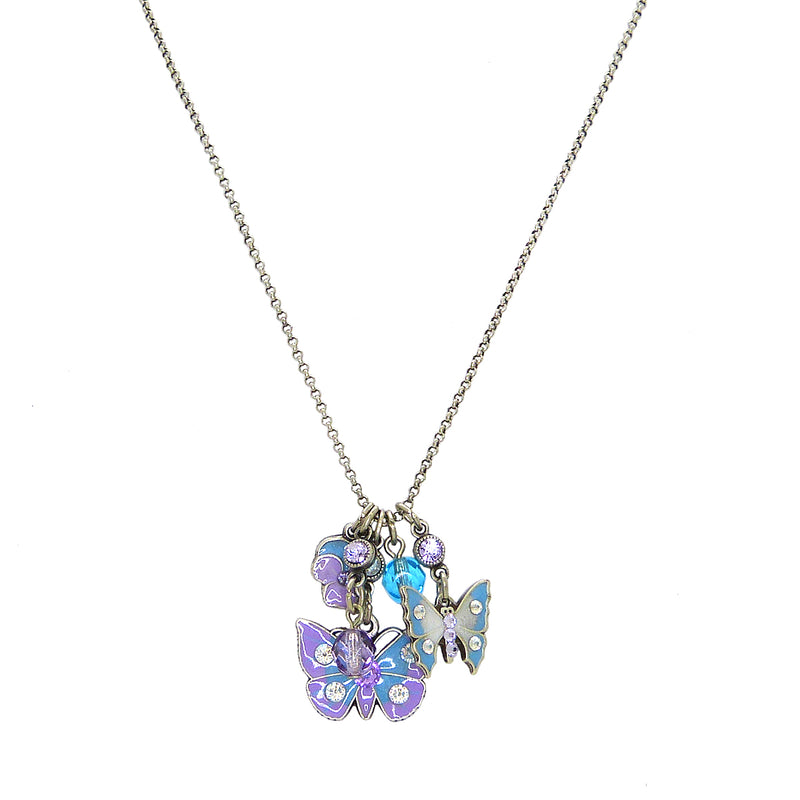 Anne Koplik Butterfly Pansy Pink Purple Charm Pendant Necklace Swarovski Crystals NSJ203VIO - ILoveThatGift