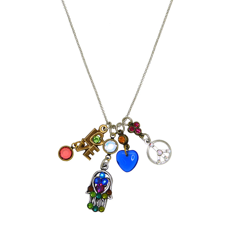 Anne Koplik Peace Love Harmony Hamsa Charm Pendant Necklace Swarovski Crystals NSJ204MUL - ILoveThatGift