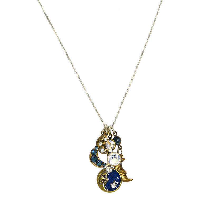 Anne Koplik Man in the Moon Charm Pendant Necklace Swarovski Crystals NSJ205BLU - ILoveThatGift
