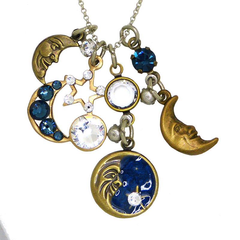 Anne Koplik Man in the Moon Charm Pendant Necklace Swarovski Crystals NSJ205BLU - ILoveThatGift