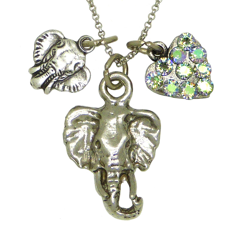 Anne Koplik Elephant Heart Charm Pendant Necklace Swarovski Crystals NSJ212ELE - ILoveThatGift