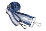 Wanderfull Water Bottle Bag Blue Metallic & Striped Strap Carrier Puffer Tote Quilted Handbag Sling Crossbody