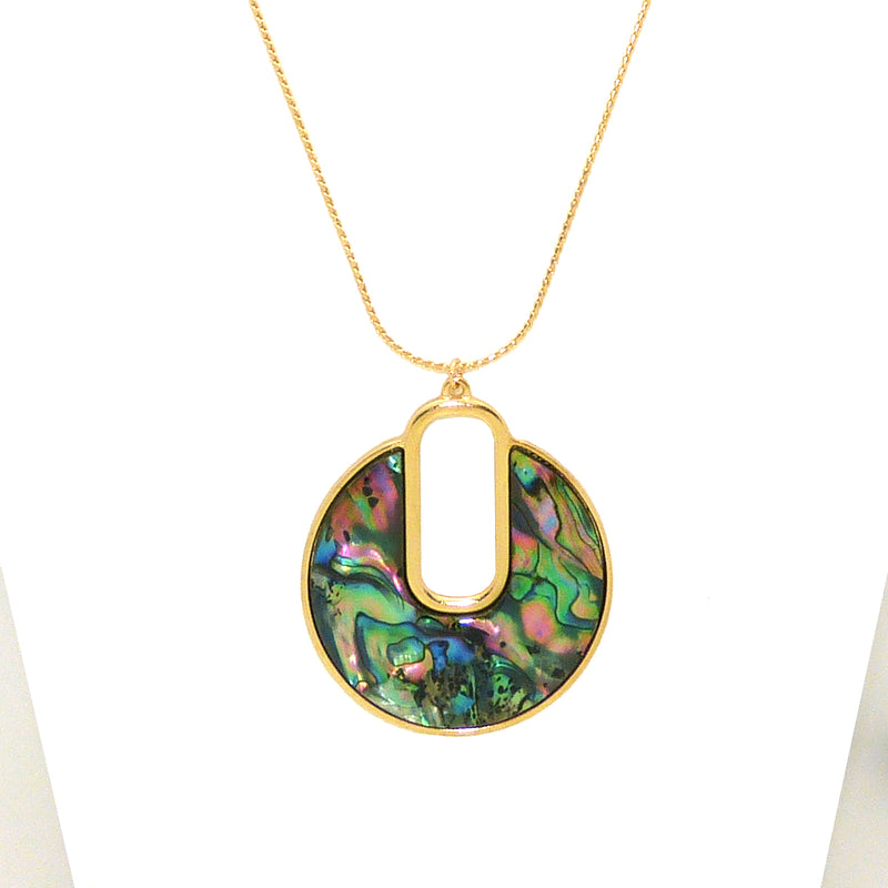 NahMu Circle Abalone Gold Pendant Necklace 914 NWT - ILoveThatGift