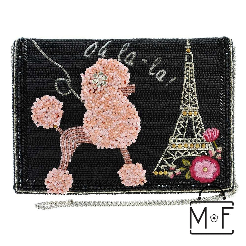Mary Frances Oh La La Beaded Pink Poodle Paris Crossbody Clutch Handbag - ILoveThatGift