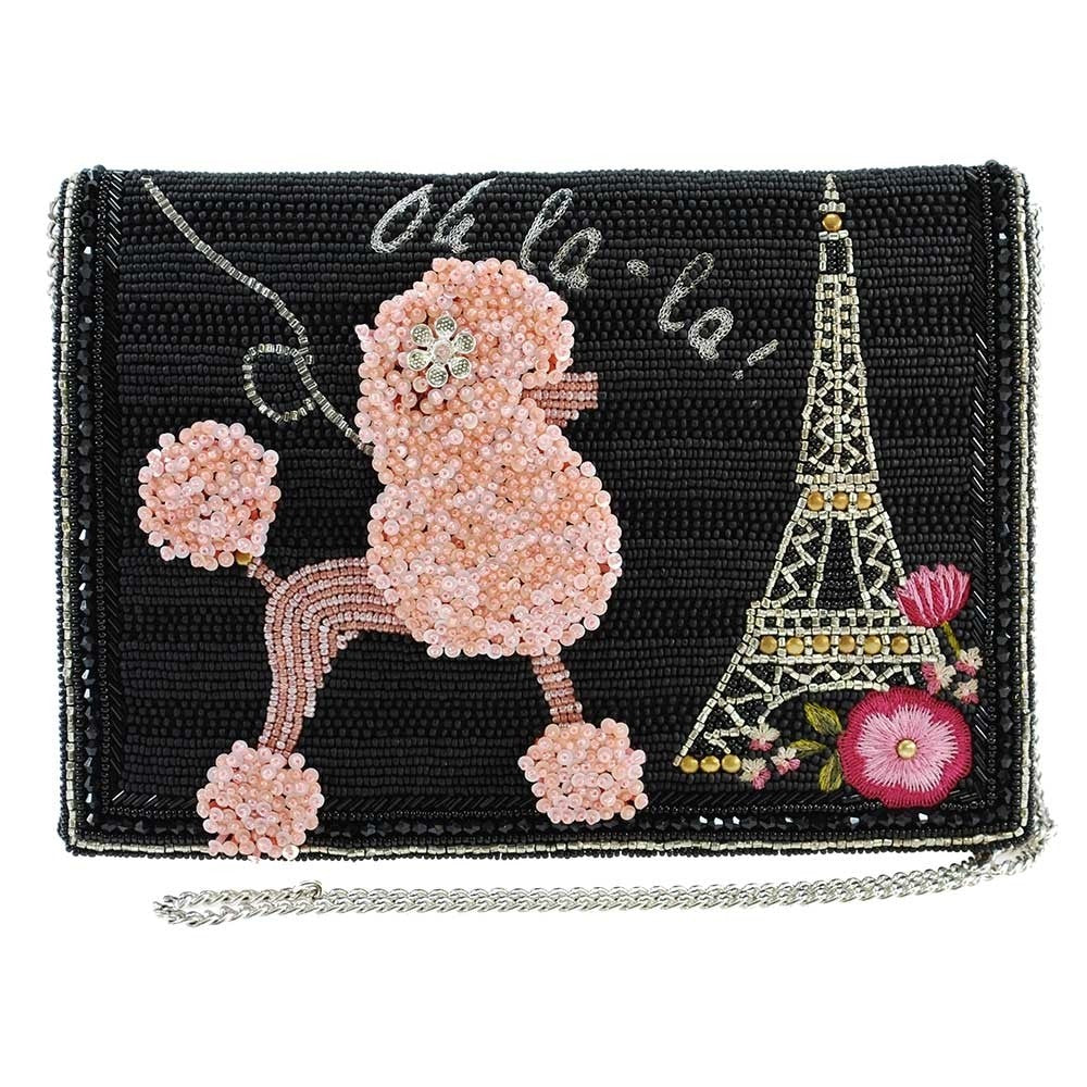 Mary Frances Oh La La Beaded Pink Poodle Paris Crossbody Clutch Handbag - ILoveThatGift