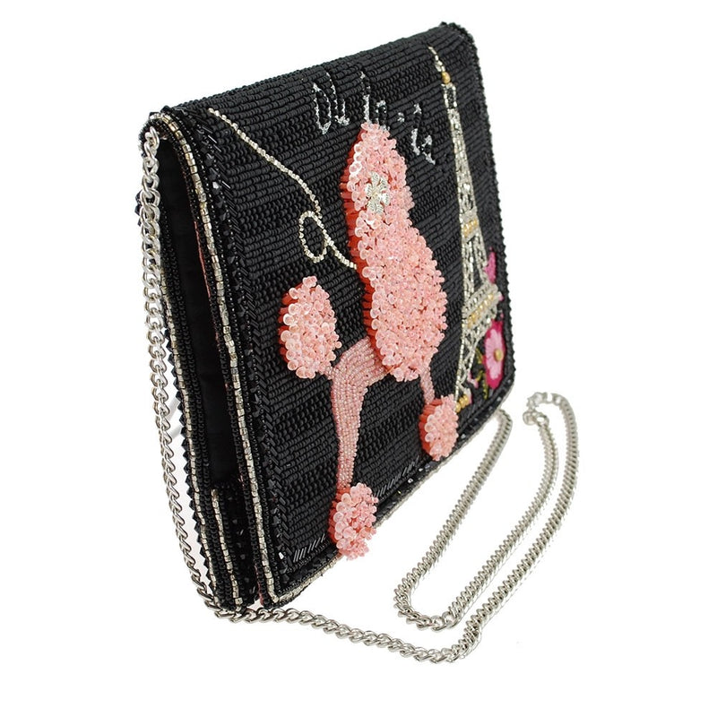 Mary Frances Oh La La Beaded Pink Poodle Paris Crossbody Clutch Handbag - ILoveThatGift