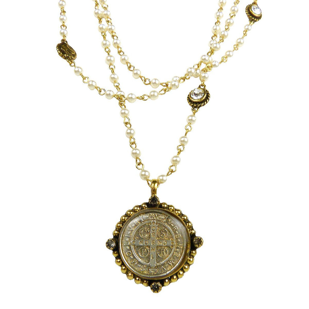 Virgins Saints & Angels San Benito Gold Pearl 4mm Magdalena Necklace - ILoveThatGift