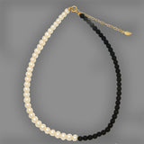 Instagram look 50/50 Fresh Water Pearl and Black Onyx Necklace Bracelet by bara boheme