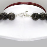 Simon Sebbag Sterling Gunmetal Plated Lava Necklace with Hammered Silver 925 Pendant & Beads SSD PN537MPL - ILoveThatGift