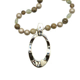 Simon Sebbag Camouflage Taupe Gray Pearl Sterling Silver Necklace Oval Pendant PN590CM36