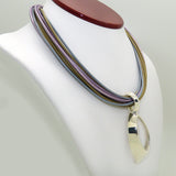 Simon Sebbag Leather Necklace Lilac Sand Gray Open Sterling Silver Pendant - ILoveThatGift