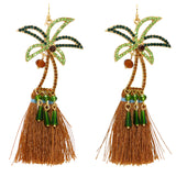 NahMu Rhinestone Coconut Palm Tree Tassel Dangle  Earrings 621 NWT - ILoveThatGift