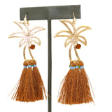 NahMu Rhinestone Coconut Palm Tree Tassel Dangle  Earrings 621 NWT - ILoveThatGift
