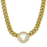 CZ Pave Heart 18K Gold Link Chain Necklace 14" to 18"  by Sahira - ILoveThatGift