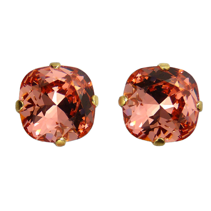 La Vie Parisienne Popesco Swarovski Gold Stud Earrings Peach 6556PG - ILoveThatGift